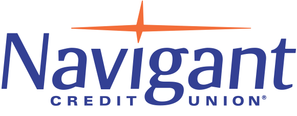 Logo for Navigant Credit Union featuring the word “Navigant” in bold blue letters with an orange starburst above the letter “i,” and “Credit Union” in smaller blue text below.