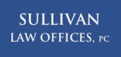 Logo for Sullivan Law Offices, PC featuring white serif text on a solid blue background.