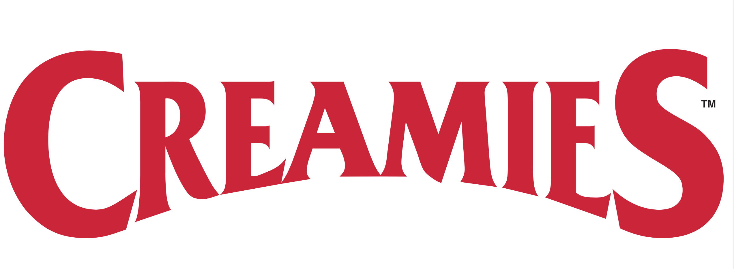 Logo for Creamies featuring the brand name in bold, stylized red letters with a slight arc and trademark symbol.